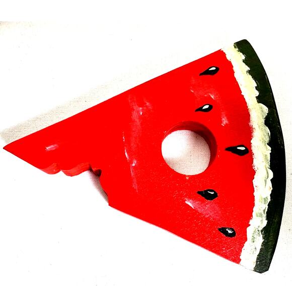 Set of 12 Watermelon Slice Wood Painted Napkin Rings - Picture 2 of 5